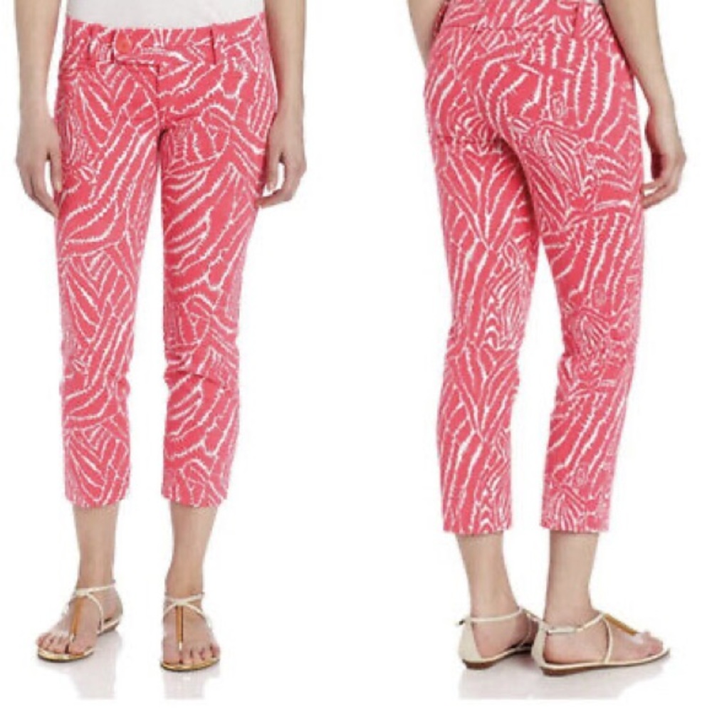 Lilly Pulitzer Luxury Capris Show Your Stripes sz 8 Splash Pink